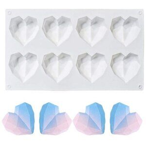 Diamond Heart Mold, Valentines Day Mold, Chocolate Bomb 2 pcs + Wooden Hammer